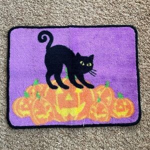 Small black cat Halloween doormat
